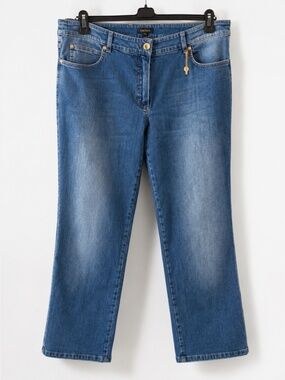 Escada Women’s Wide Leg Jeans Blue Mid-Rise Stretch Denim Size XL